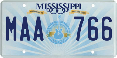 MS license plate MAA766