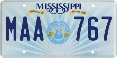 MS license plate MAA767