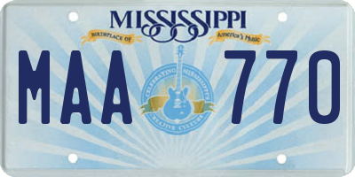 MS license plate MAA770