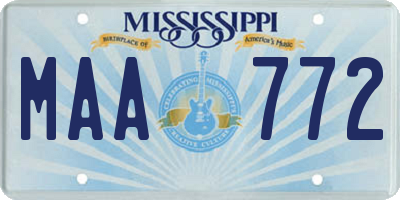 MS license plate MAA772