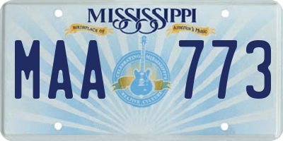 MS license plate MAA773