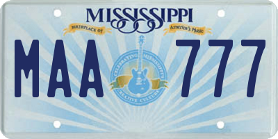 MS license plate MAA777
