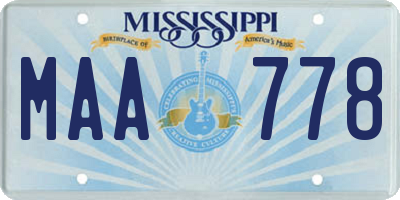 MS license plate MAA778