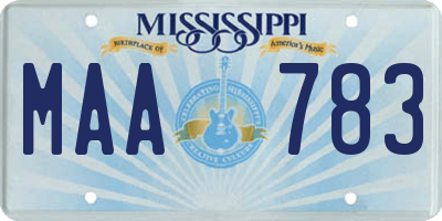 MS license plate MAA783