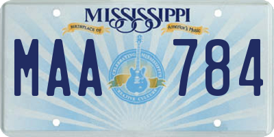 MS license plate MAA784