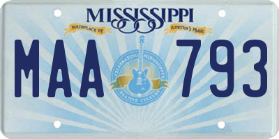 MS license plate MAA793