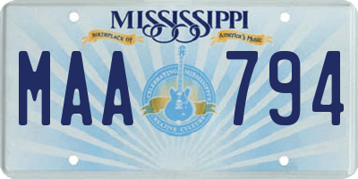 MS license plate MAA794