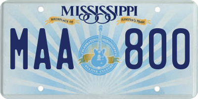 MS license plate MAA800