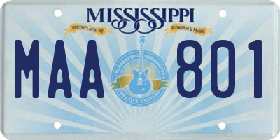 MS license plate MAA801