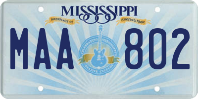 MS license plate MAA802