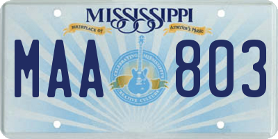 MS license plate MAA803