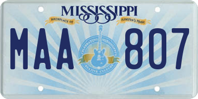 MS license plate MAA807