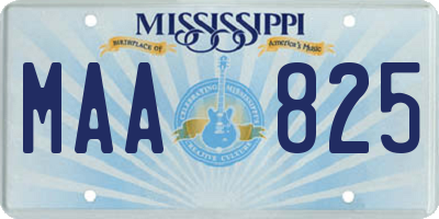 MS license plate MAA825