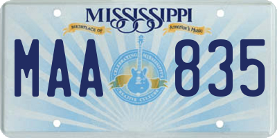 MS license plate MAA835