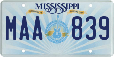MS license plate MAA839