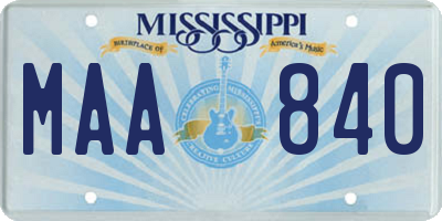 MS license plate MAA840