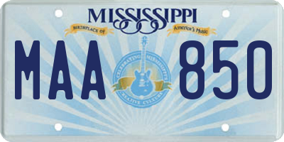 MS license plate MAA850