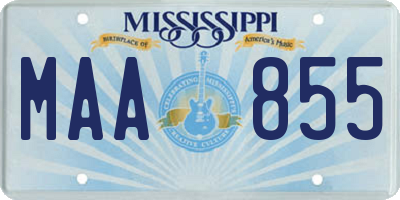 MS license plate MAA855