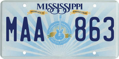 MS license plate MAA863