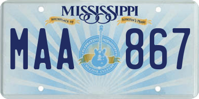 MS license plate MAA867