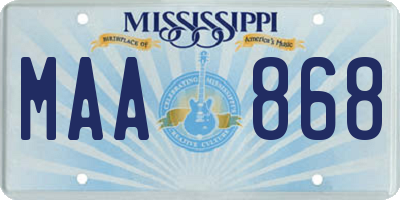 MS license plate MAA868