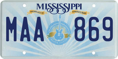 MS license plate MAA869