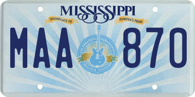 MS license plate MAA870