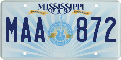 MS license plate MAA872