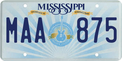 MS license plate MAA875