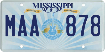 MS license plate MAA878