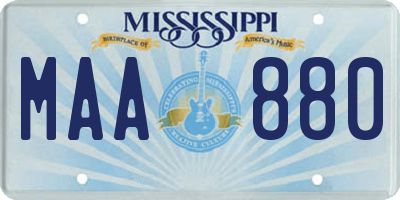 MS license plate MAA880