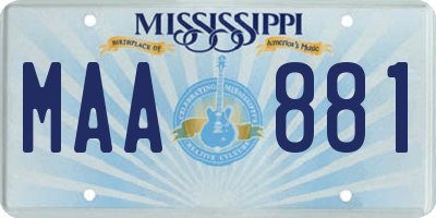 MS license plate MAA881