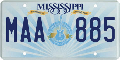 MS license plate MAA885