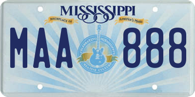 MS license plate MAA888