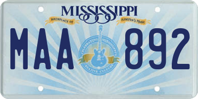 MS license plate MAA892