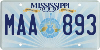 MS license plate MAA893