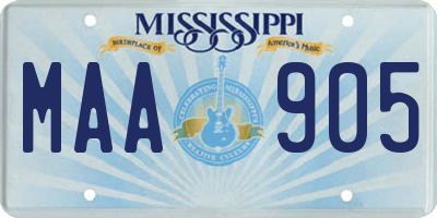 MS license plate MAA905