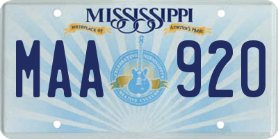 MS license plate MAA920
