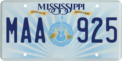 MS license plate MAA925