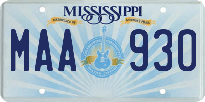MS license plate MAA930