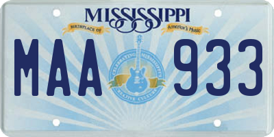 MS license plate MAA933