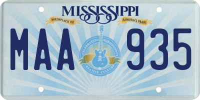 MS license plate MAA935