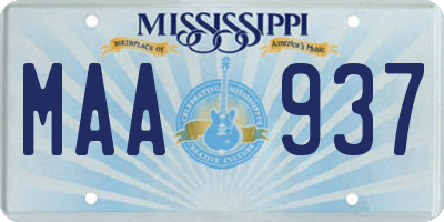MS license plate MAA937