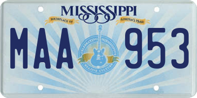 MS license plate MAA953