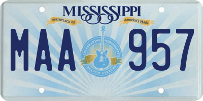 MS license plate MAA957