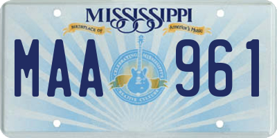 MS license plate MAA961