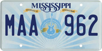 MS license plate MAA962