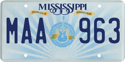 MS license plate MAA963