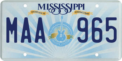 MS license plate MAA965