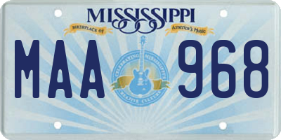 MS license plate MAA968